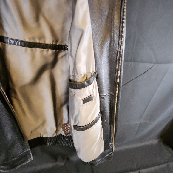 Black Leather Bomber Jacket - Picture 4 of 5